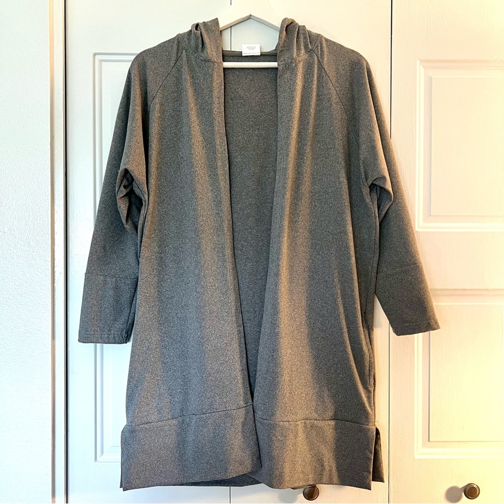 FitKicks Women’s Gray Hooded Open Cardigan - S/M